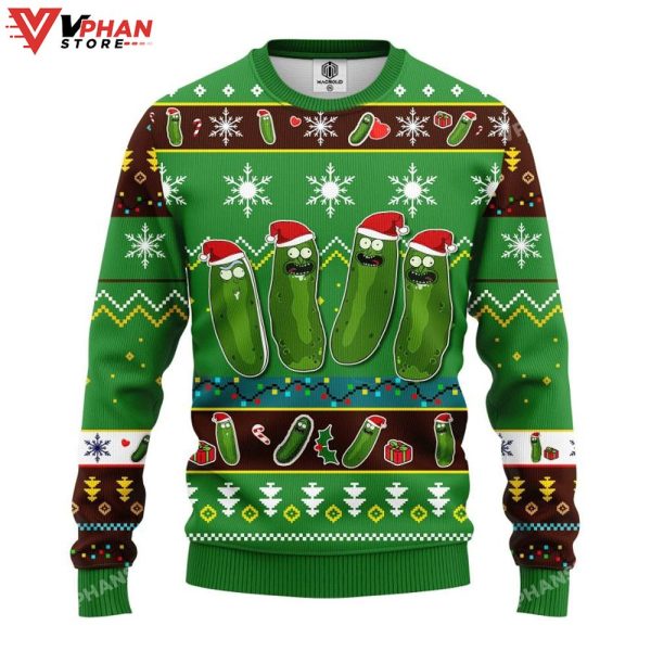 Rick And Morty Green All Over Printed Ugly Christmas Sweater