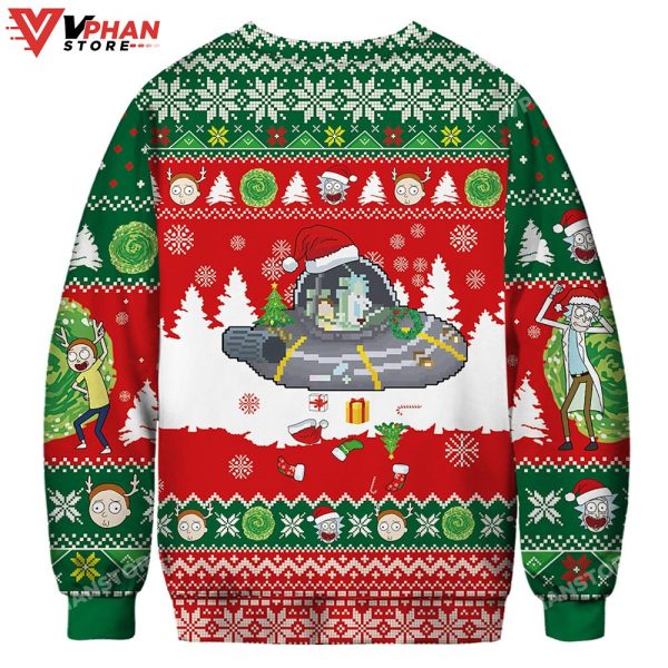 Rick And Morty UFO Cartoon Animation Christmas Ugly Sweater