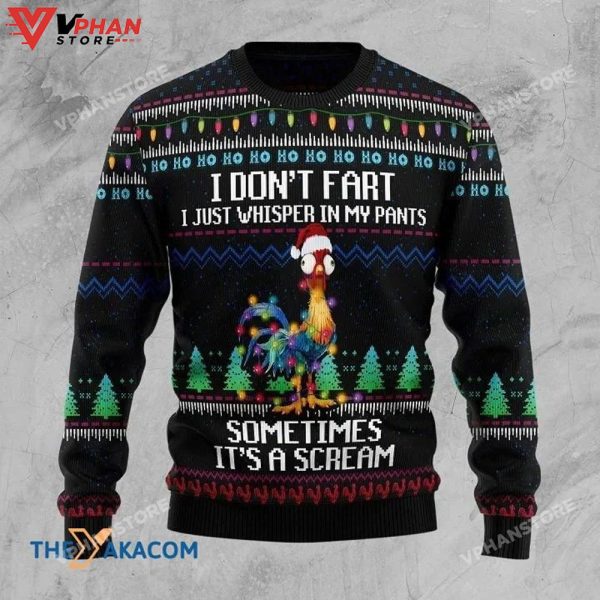 Rooster With Light I Don’t Fart Sometimes It’s A Scream Christmas Sweater