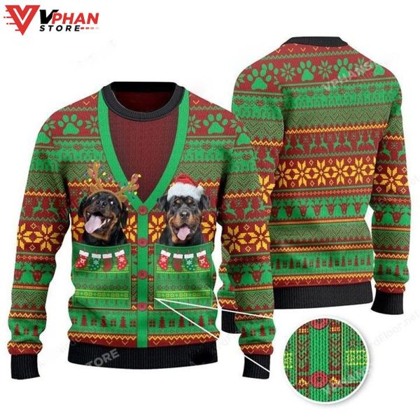 Rottweiler Dog Lovers Wool Knitted Sweater, Christmas Sweater