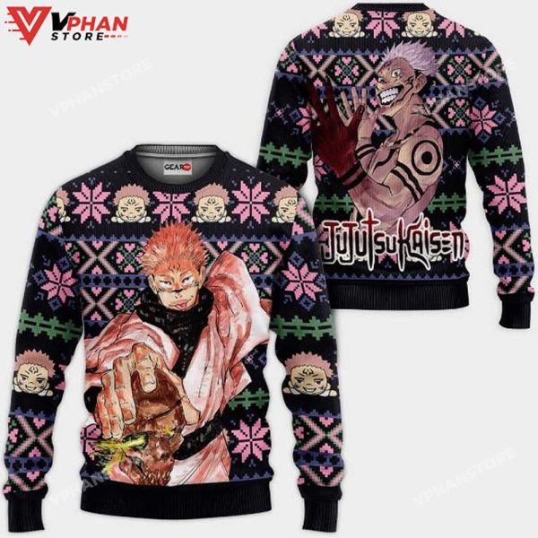 Ryomen Sukuna Anime Jujutsu Kaisen Xmas Ugly Christmas Sweater