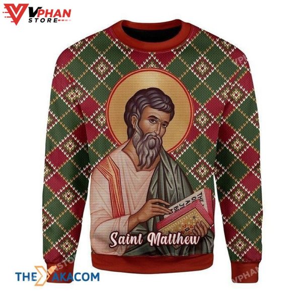 Saint Matthew Reading Book All Over Printed Sweater, Christmas Sweater