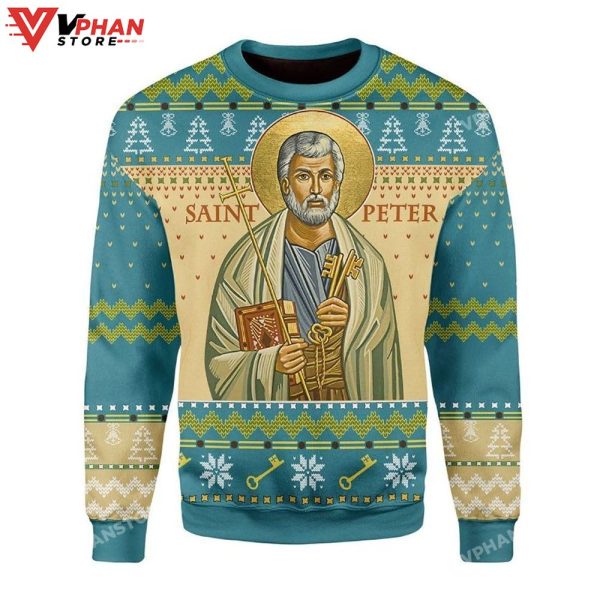 Saint Peter All Over Printed Sweater, Ugly Christmas Sweater