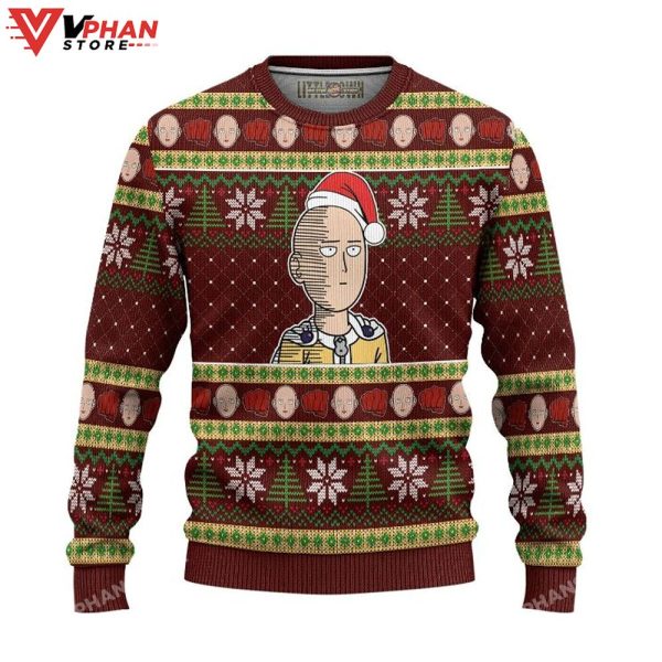 Saitama Anime One Punch Man Ugly Christmas Sweater