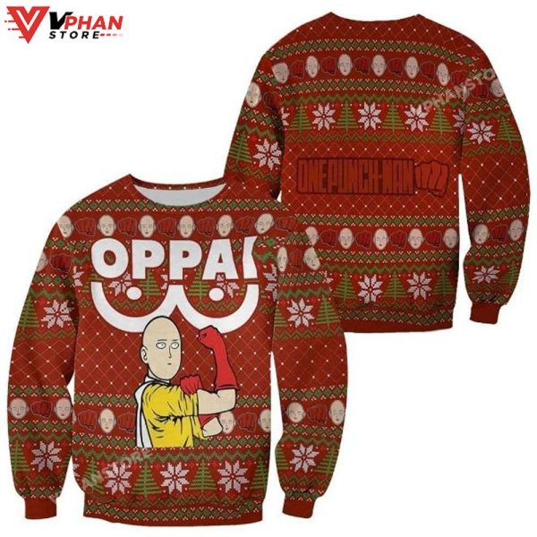 Saitama Oppai Opm Anime Xmas Ugly Christmas Sweater