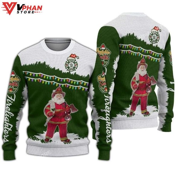 Santa Firefighter All Over Printed Sweater, Ugly Christmas Sweater