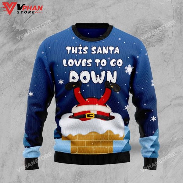 Santa Goes Down All Over Printed Sweater, Ugly Christmas Sweater