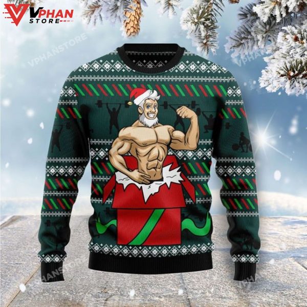 Santa Gymnastic All Over Printed Sweater, Christmas Sweater