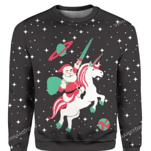 Santa Riding Unicorn Christmas Sweater 1