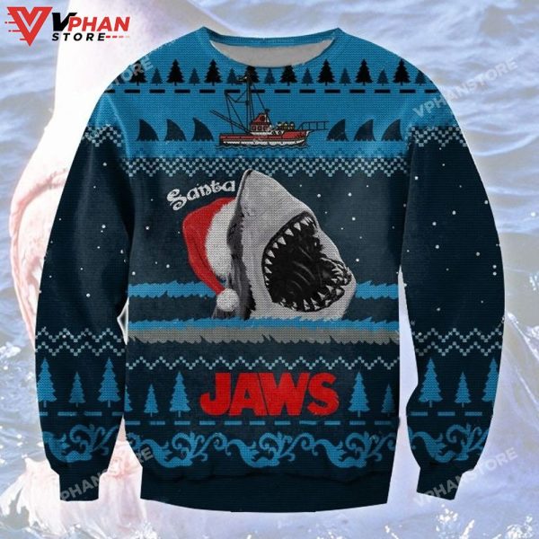 Santa Shark Jaws Ugly Christmas Wool Knitted Sweater