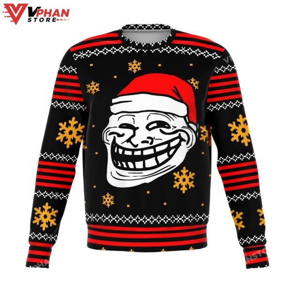 Santa Troll Meme All Over Printed Sweater, Ugly Christmas Sweater