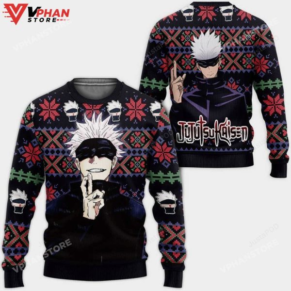 Satoru Gojo Anime Manga Jujutsu Kaisen Anime Christmas Wool Knitted Ugly Sweater