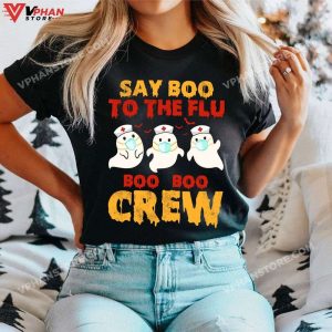 Say Boo To The Flu Boo Boo Crew Nurses Ghost Mask Halloween, Nurse Halloween Costume