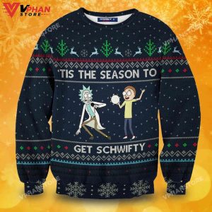 Schwifty Christmas Wool Knitted Sweater Rick And Morty Tis The Season 1