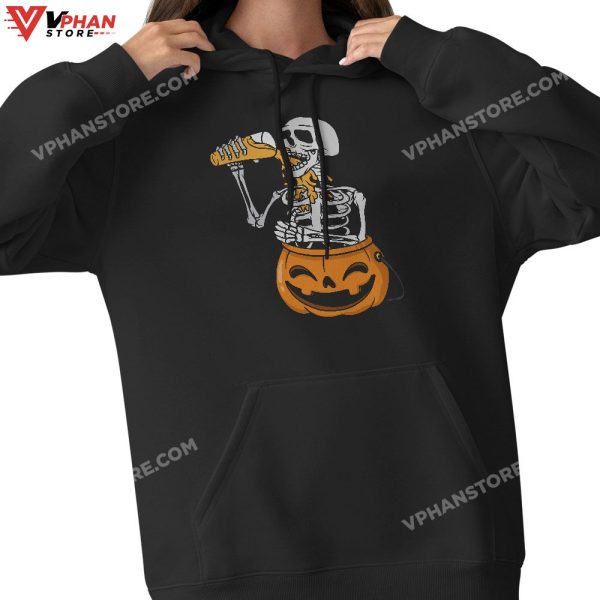 Skeleton Drinking Beer Funny Pumpkin Halloween Costume Jack O Lantern T-Shirt