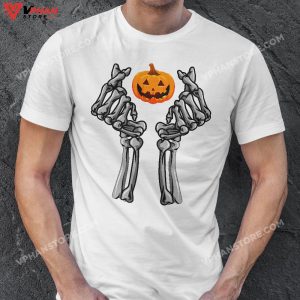 Skeleton Hand Heart Halloween Costume Bones Pumpkin T Shirt 1