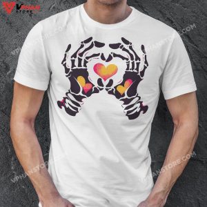 Skeleton Hand Heart Pocket Halloween Costume Funny Bones T Shirt 1