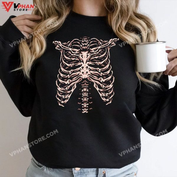 Skeleton Heart Rib Cage X-Ray Adult Kids Funny Halloween T-Shirt