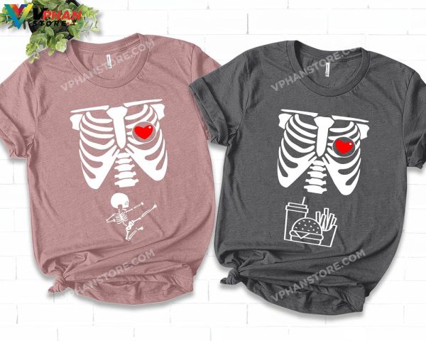 Skeleton Karate Kid Maternity Shirt Halloween Pregnancy Announcement Couples Costume