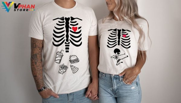 Skeleton Karate Kid Maternity Shirt Halloween Pregnancy Announcement Shirts Pregnant Couple Halloween Costumes