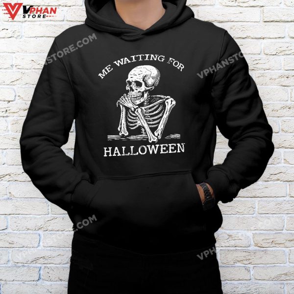 Skeleton Me Waiting For Halloween T-Shirt, Skeleton Halloween Costume