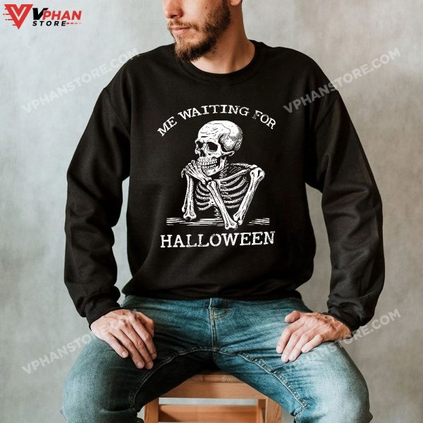 Skeleton Me Waiting For Halloween T-Shirt, Skeleton Halloween Costume