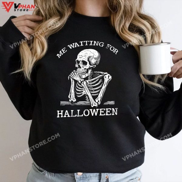 Skeleton Me Waiting For Halloween T-Shirt, Skeleton Halloween Costume