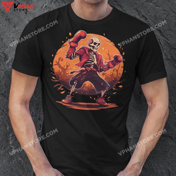 Skeleton Muay Thai Halloween Kickboxing Fighter Costume T-Shirt