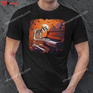 Skeleton Playing Guitar Rock and Roll Music Lover Halloween T Shirt 1