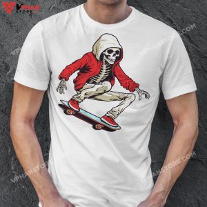 Skeleton Skateboard Halloween Costume Funny Skull Boy T Shirt 1