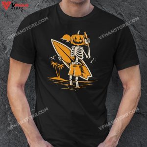 Skeleton Surfing Halloween Gifts Hawaii Hawaiian Men Surfer T Shirt 1