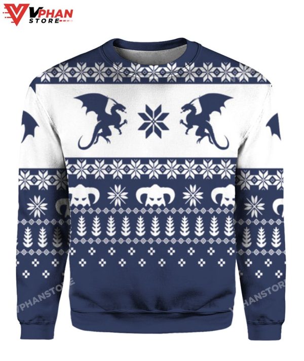 Skyrim Christmas Sweater, Vintage Retro Christmas Gift