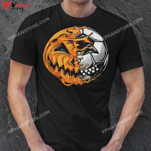 Soccer Player Halloween Pumpkin Skeleton Hallows Day T Shirt 1