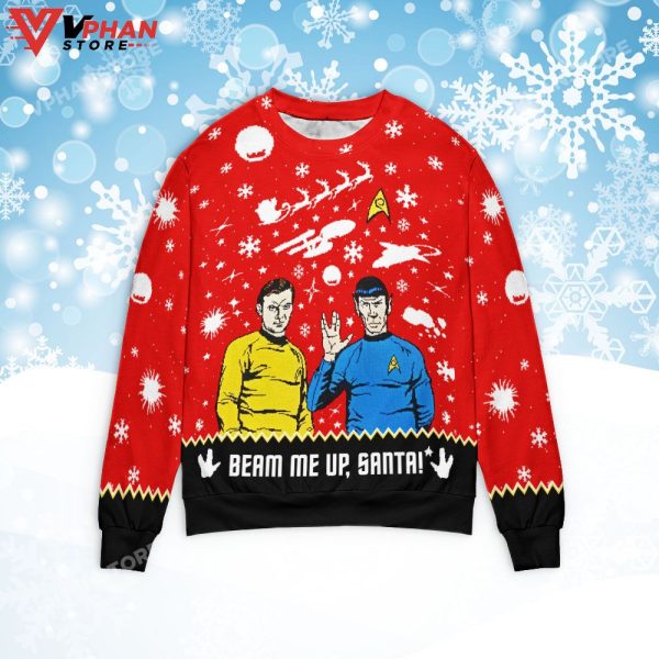 Star Trek Beam Me Up Santa Christmas Sweater, Funny Meme Costume