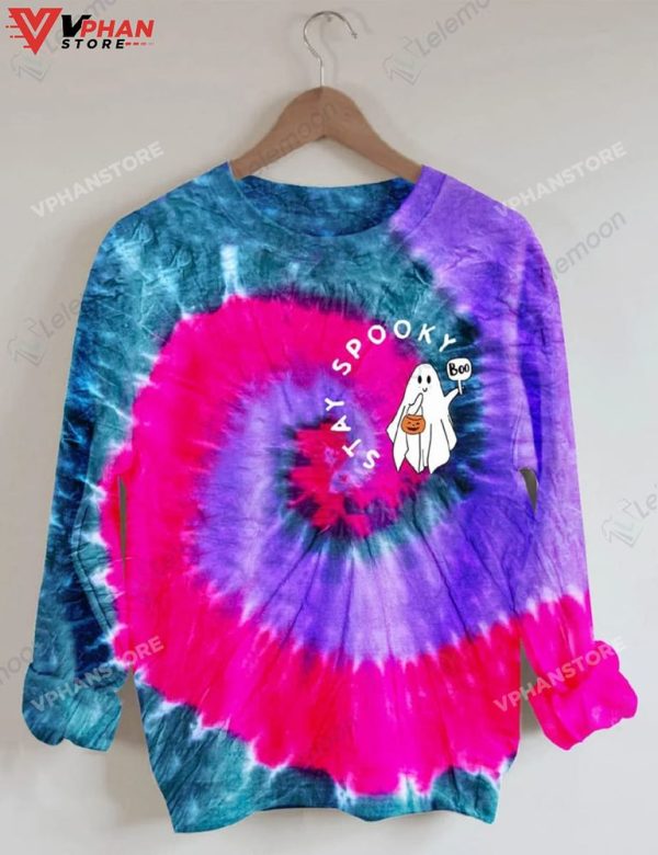 Stay Spooky Halloween Tie Dye Shirt Retro Vintage Sweater