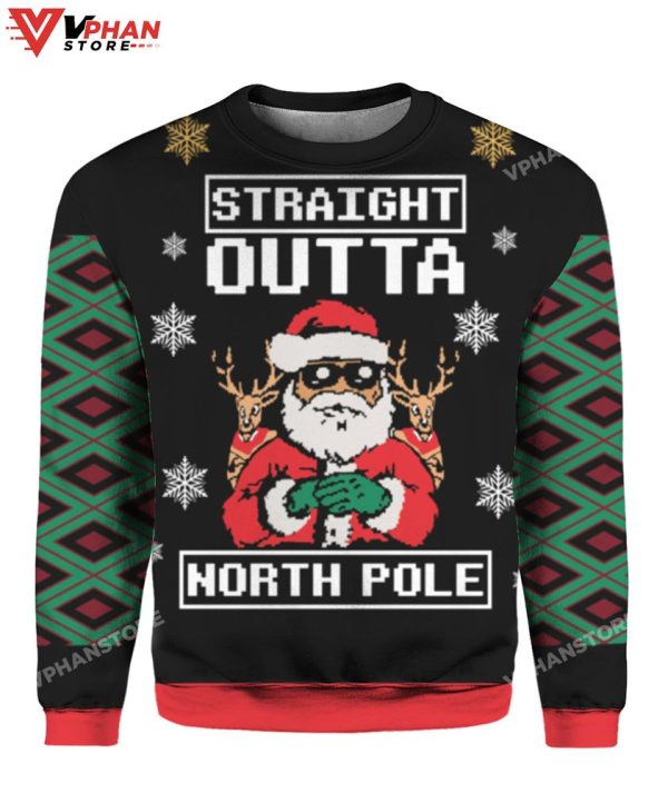 Straight Outta North Peole Christmas Sweater, Vintage Costume