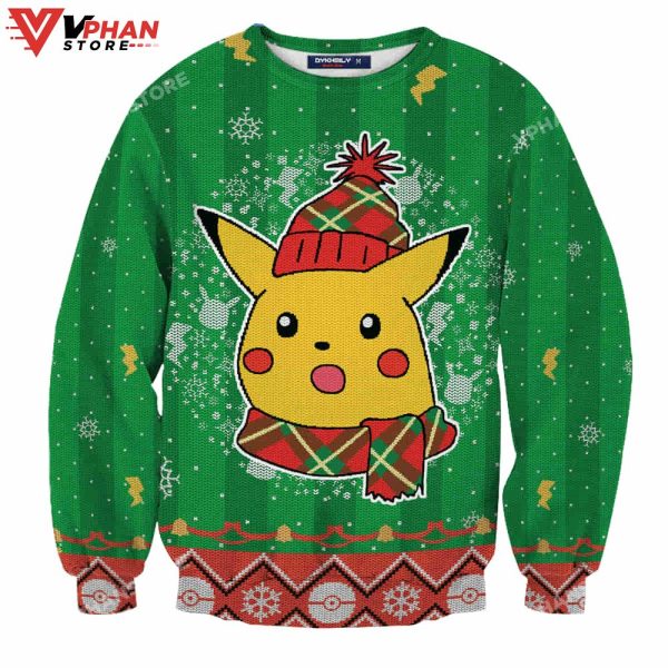 Surprise Pikachu Wool Knitted Sweater, Christmas 3D Sweater