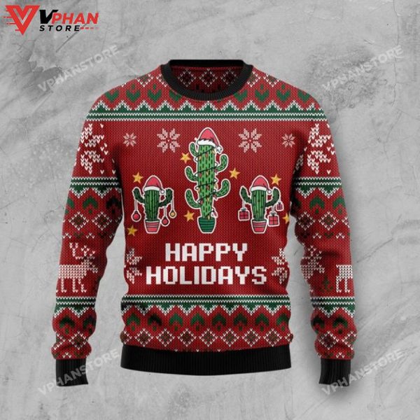 Christmas Cactus Sweater, Ugly Christmas Sweater