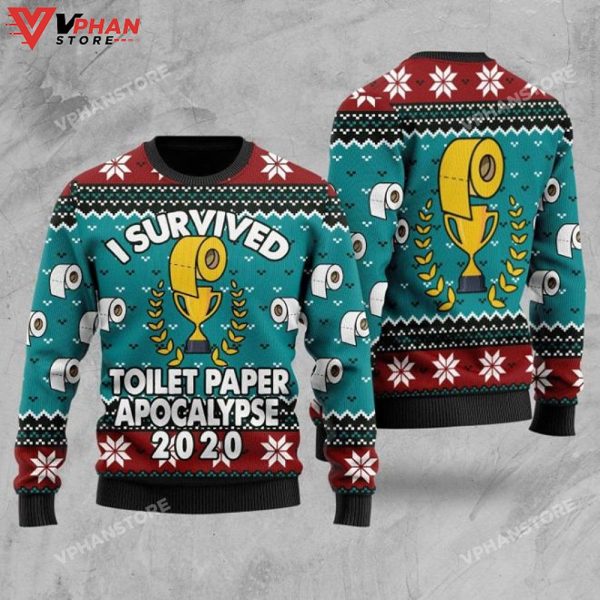 I Survived Toilet Paper Apocalypse 3D Christmas Ugly Sweater