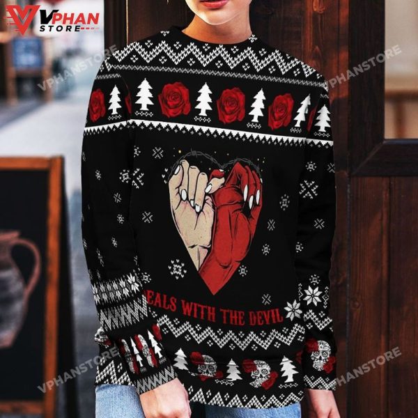 3D Xmas Deals With The Devil Ugly Christmas Sweater