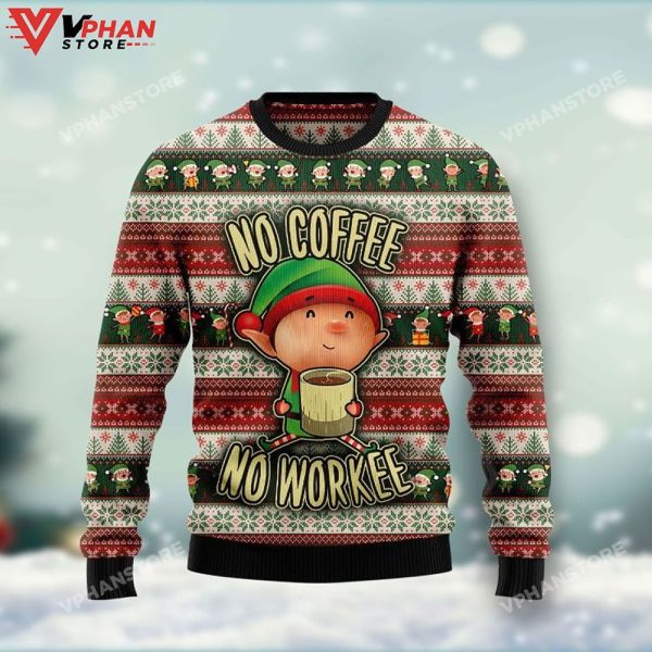 3D Xmas No Coffee Sweater, Ugly Christmas Sweater