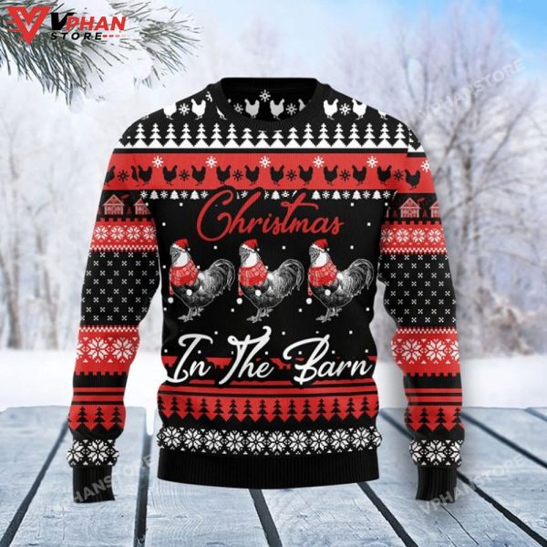 Chicken Farm Xmas 3D Sweater, Ugly Christmas Sweater