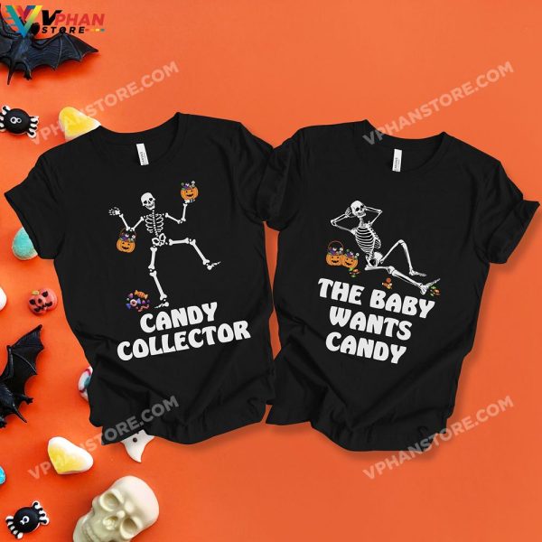 The Baby Wants Candy Collector Halloween Pregnancy Announcement Couples Costumes Maternity Shirt