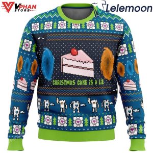 The Christmas Cake Is A Lie Portal 2 Ugly Christmas Sweater 1