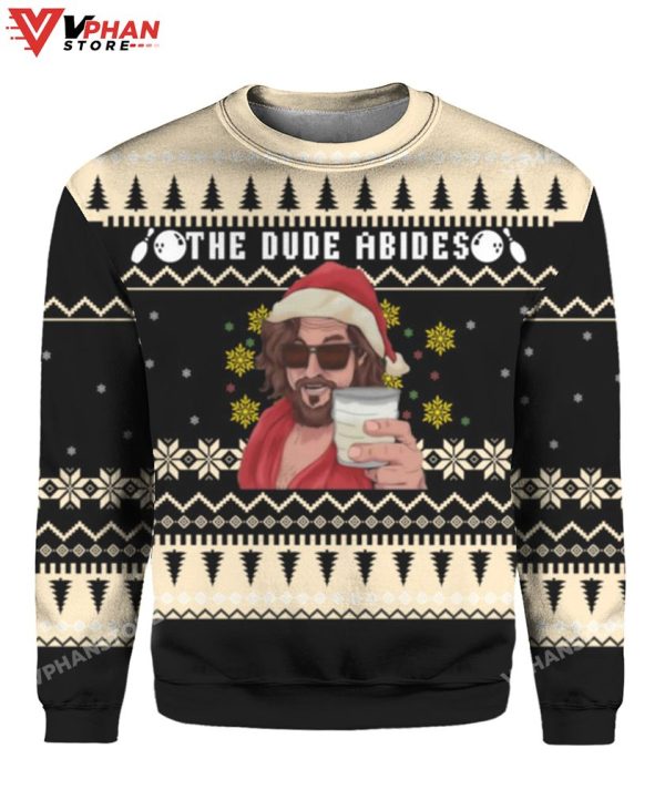 The Dude Abides Christmas Sweater, Meme Funny Christmas Sweater