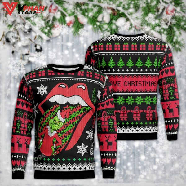 The Rolling Stones Grinch I Love Christmas Sweater