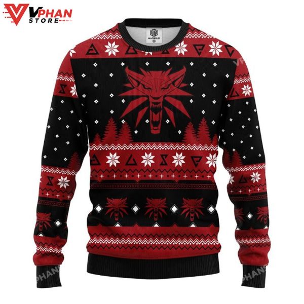 The Witcher Red Ugly Xmas Wool Knitted Sweater, Ugly Christmas Sweater