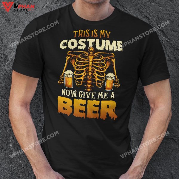 This Is My Costume Halloween Shirt Beer Drinking Skeleton T-Shirt