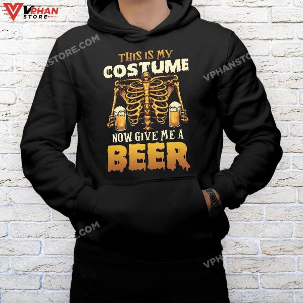 This Is My Costume Halloween Shirt Beer Drinking Skeleton T-Shirt