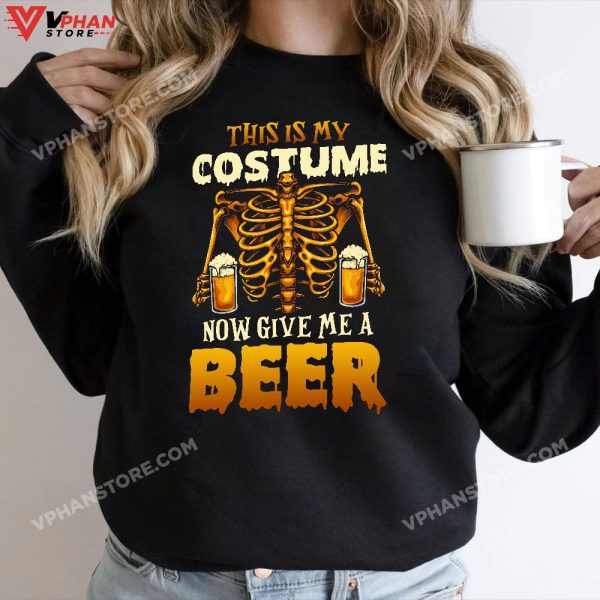 This Is My Costume Halloween Shirt Beer Drinking Skeleton T-Shirt